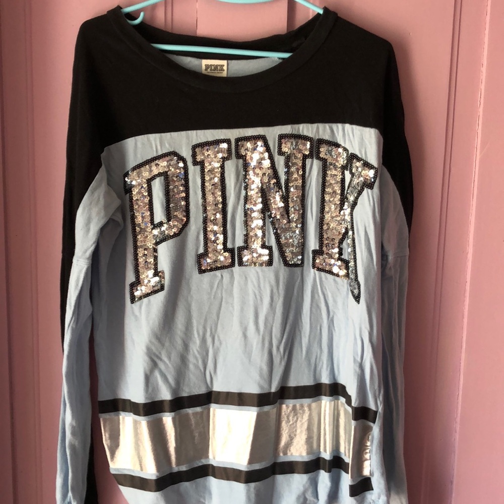 PINK Victoria Secret size small long sleeve sparkly shirt.